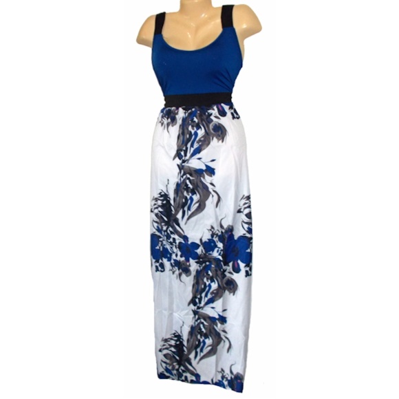 NEW Blue Empire Floral A-Line Plus Size Maxi Dress - Picture 3 of 4